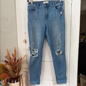 Abercrombie & Fitch Light Blue Super Skinny High Rise Distressed Skinny Jeans